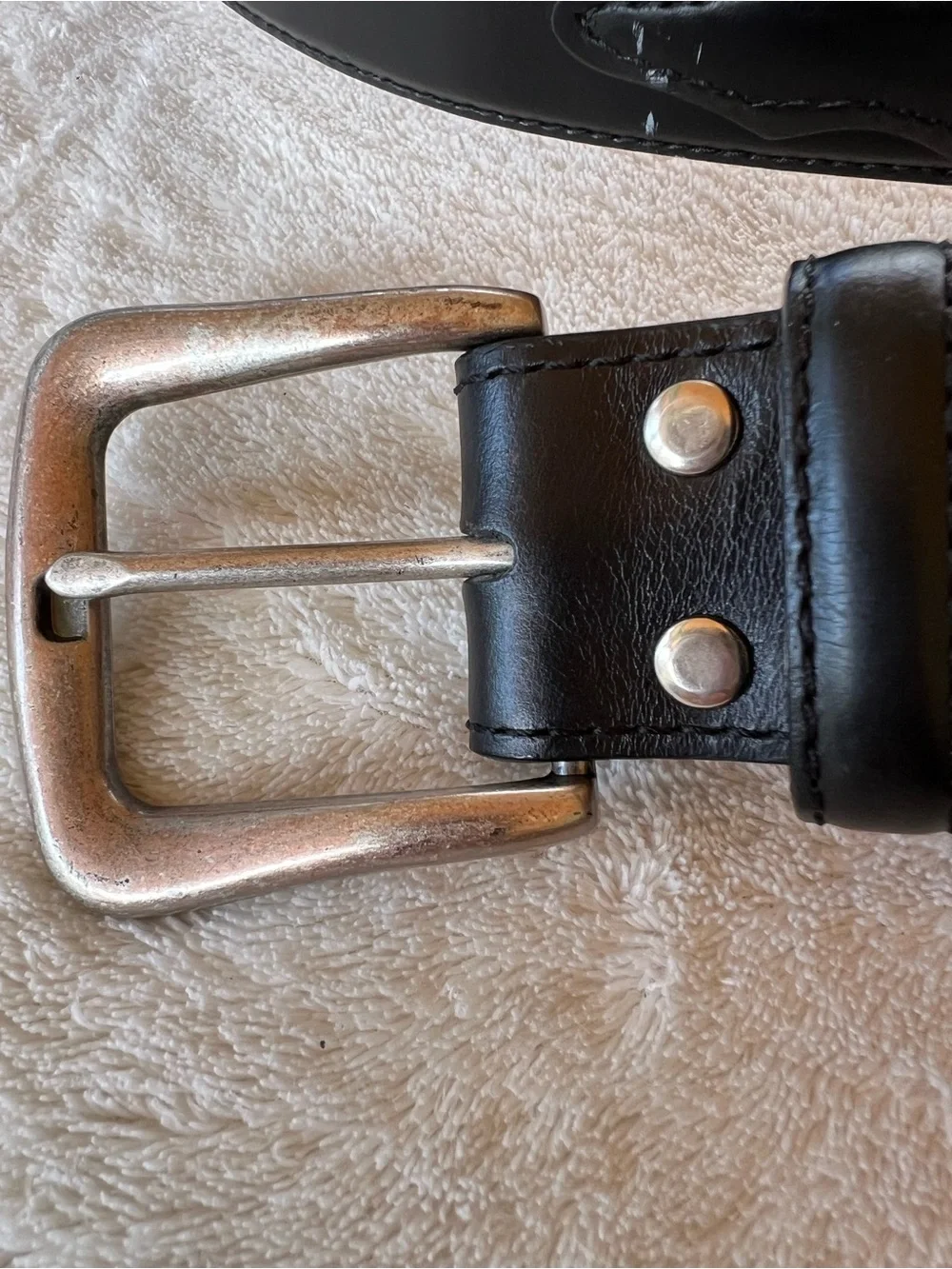 NOCONA SMOOTH BLACK LEATHER BELT OVERLAY TRIM INTERCHANGEABLE BUCKLE 38 N2450401